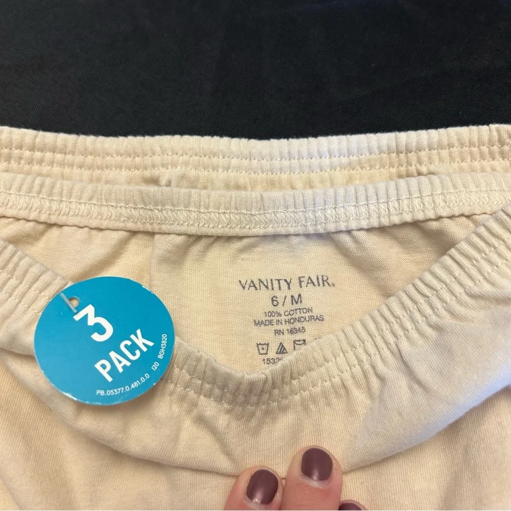 Vanity Fair Women High Waisted Underwear 3 Pk Brief Beige Panty 6/M 6 Cotton New - Picture 4 of 4